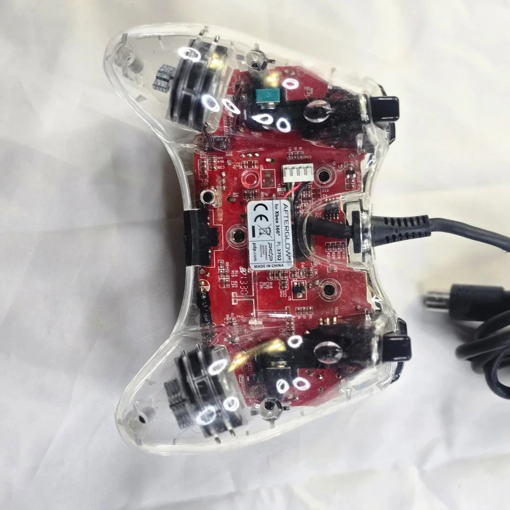 PDP Xbox 360 Afterglow Wired Controller PL-3702 Clear Red PCB Lighting